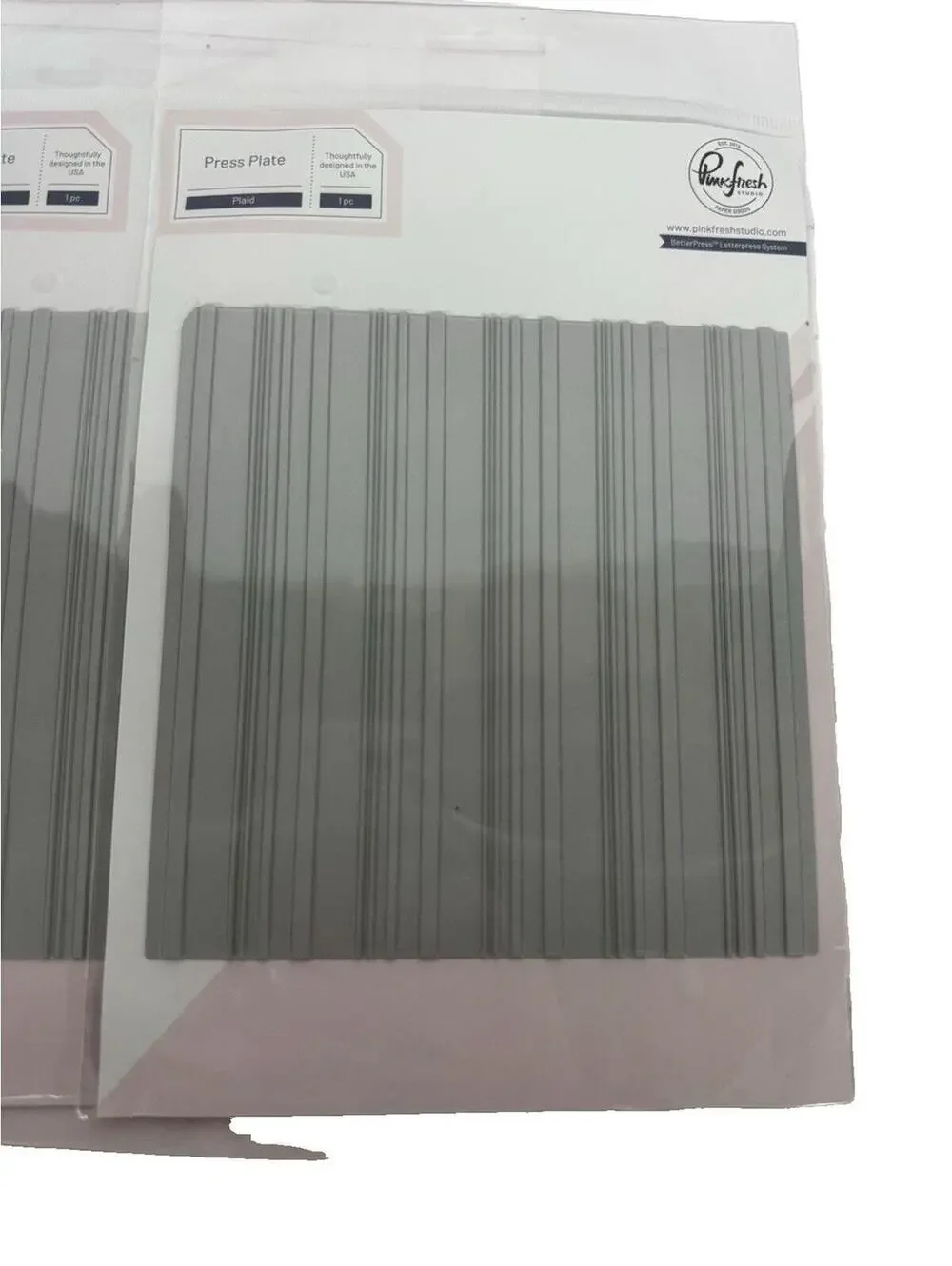 (RB) Pinkfresh Studio Plaid BetterPress Press Plate Lot of 6+ Large Metal Die